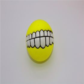 Pet Squeaky Ball Interactive Dog Chewing Toy with Funny Large Teeth Design for Aggressive Chewers Toy - yellow