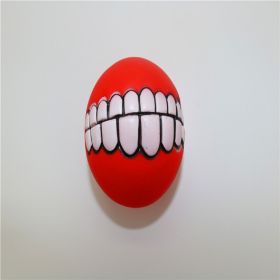 Pet Squeaky Ball Interactive Dog Chewing Toy with Funny Large Teeth Design for Aggressive Chewers Toy - red