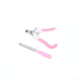 Stainless Steel Dog Nail Clippers and Trimmer with Safety Guard and Nail Grind File Large Dog Cat Rabbit Bird Nail Scissor Pet Grooming - pink