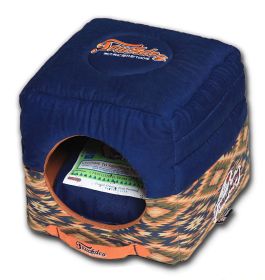 Touchdog 70's Vintage-Tribal Throwback Convertible and Reversible Squared 2-in-1 Collapsible Dog House Bed - PB53BLLG